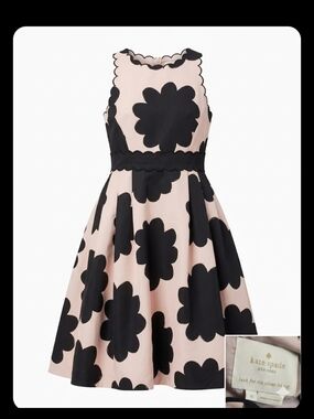 kate spade Pink & Black Floral Scallop A-Line Kids Dress